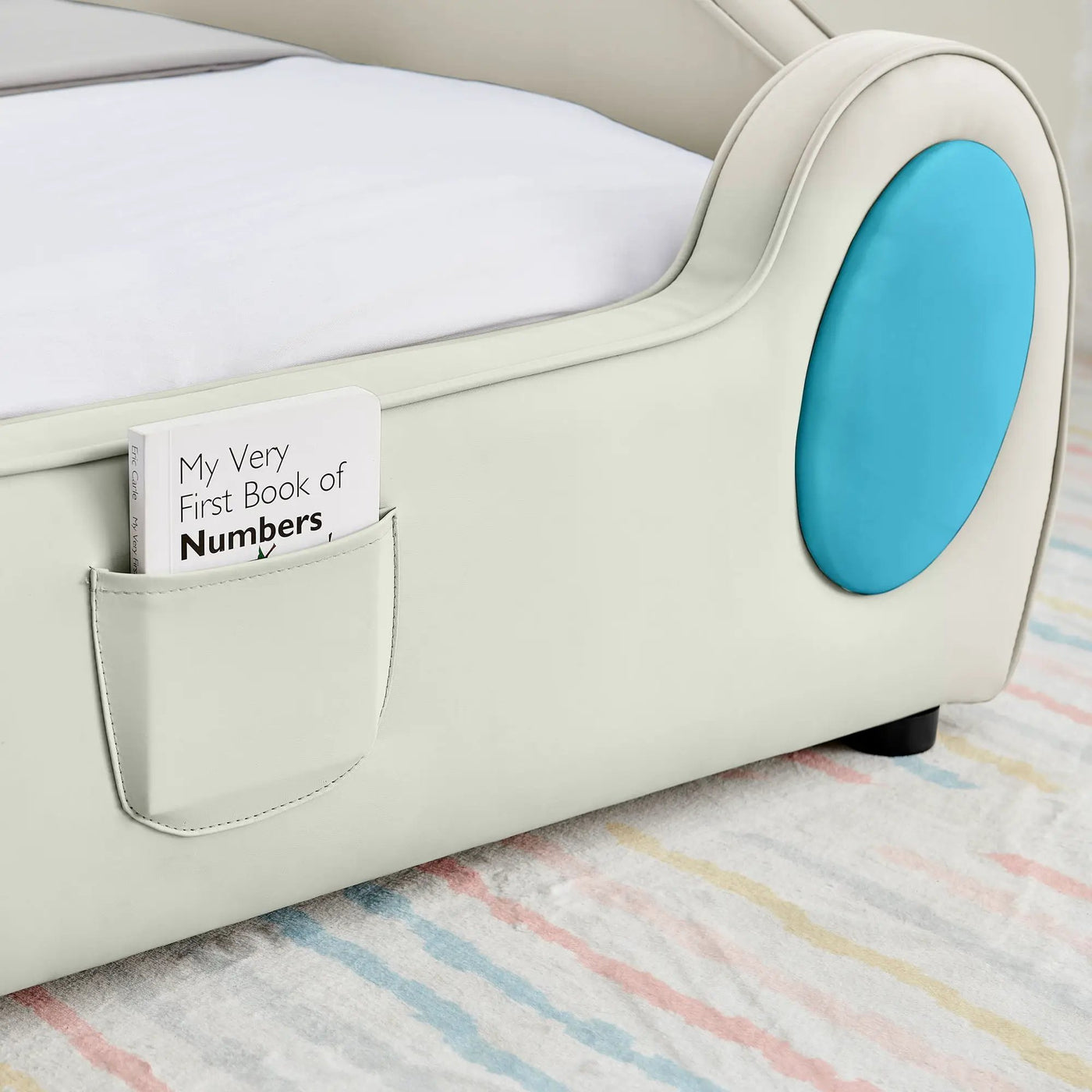 Cute Cloud Shape Bed With Guardrails Cartoon Design, Storage Pocket by Unique Piece Furniture