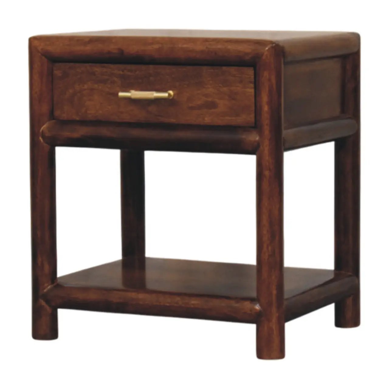 Solid Wood Regency Chestnut Nightstand, 1-Drawer, 1 Open-Slot by HouseOfZazla