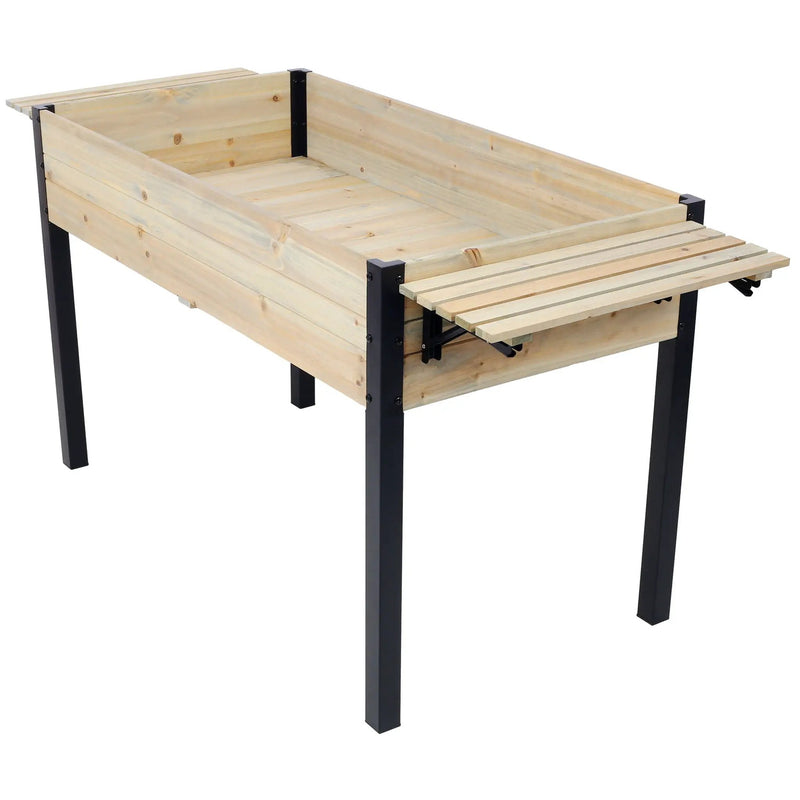 Raised Garden Bed With Metal Legs And Folding Storage Shelf by Unique Piece Furniture