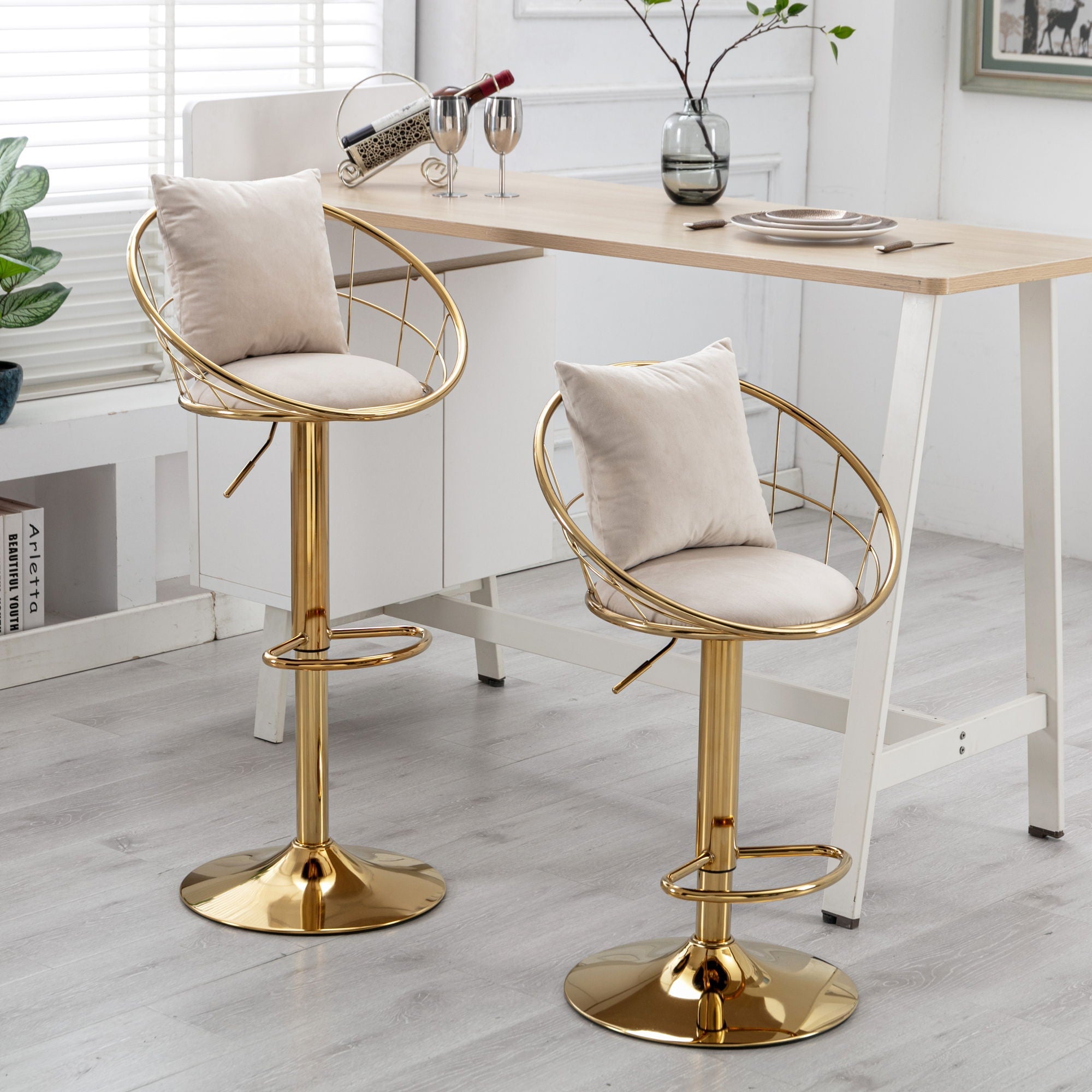 Unique Design Bar Chair, 360 Degree Rotation, Adjustable Height, Suitable For Dining Room And Bar by HouseOfZazla