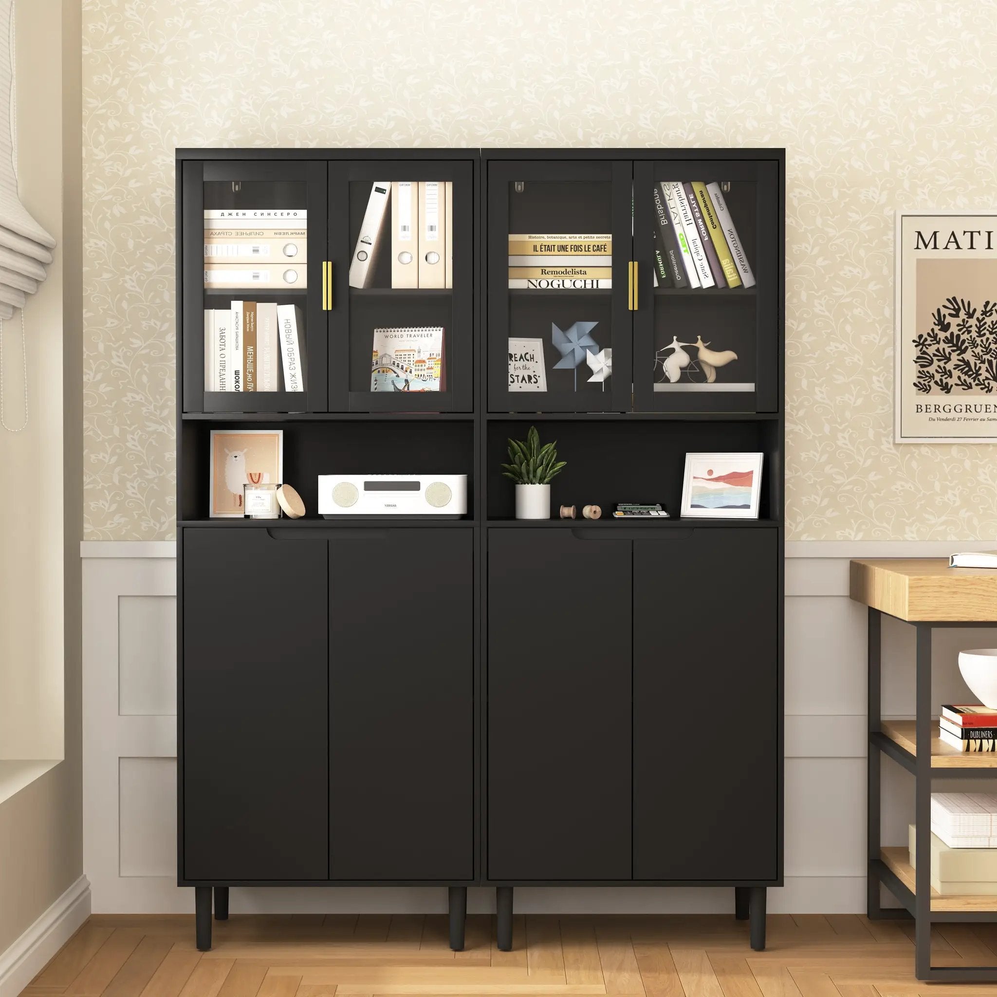 Tempered Glass Door Tall Storage Bookcase by HouseOfZazla
