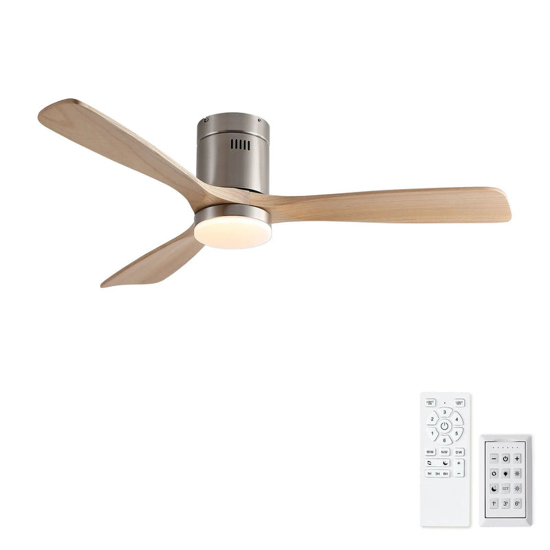 Low Profile Flush Mount Intergrated LED Ceiling Fan With Light And Silent Reversible Motor by HouseOfZazla