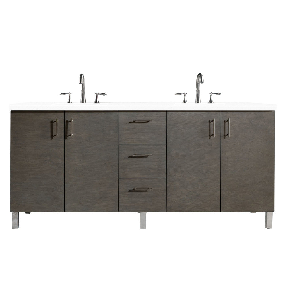 James Martin Metropolitan 72" Dual Mount Double Bathroom Vanity, Silver Oak by James Martin