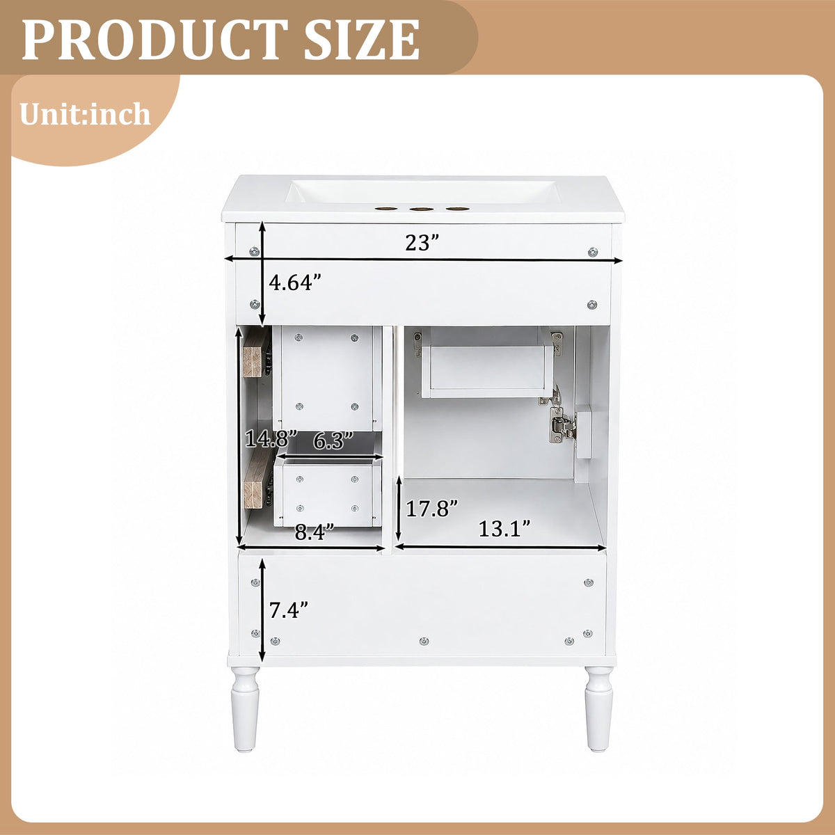 24" Modern Bathroom Vanity with Ceramic Sink, photo 9 of 10