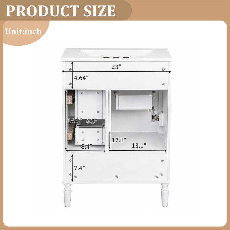 24" Modern Bathroom Vanity with Ceramic Sink, photo 9 of 10