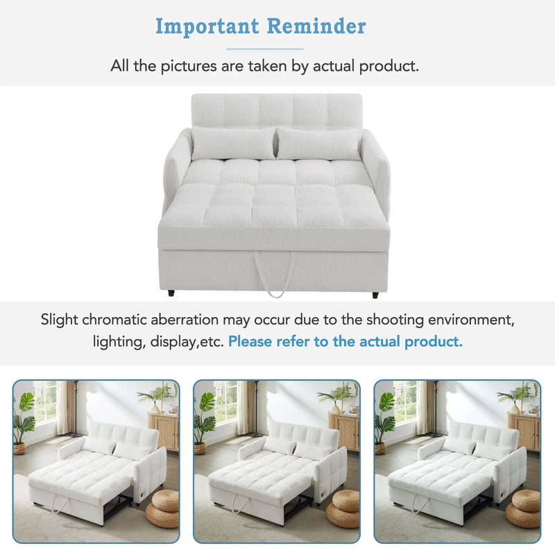 Loveseat Sofa Pull-Out Bed With Adjustable Backrest, 3 USB Ports And 2 Lumbar Pillows For Living Room by HouseOfZazla