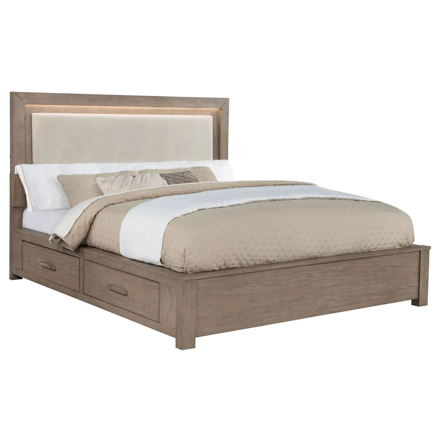 Gibbons - LED Storage Bed With Upholstered Headboard by HouseOfZazla