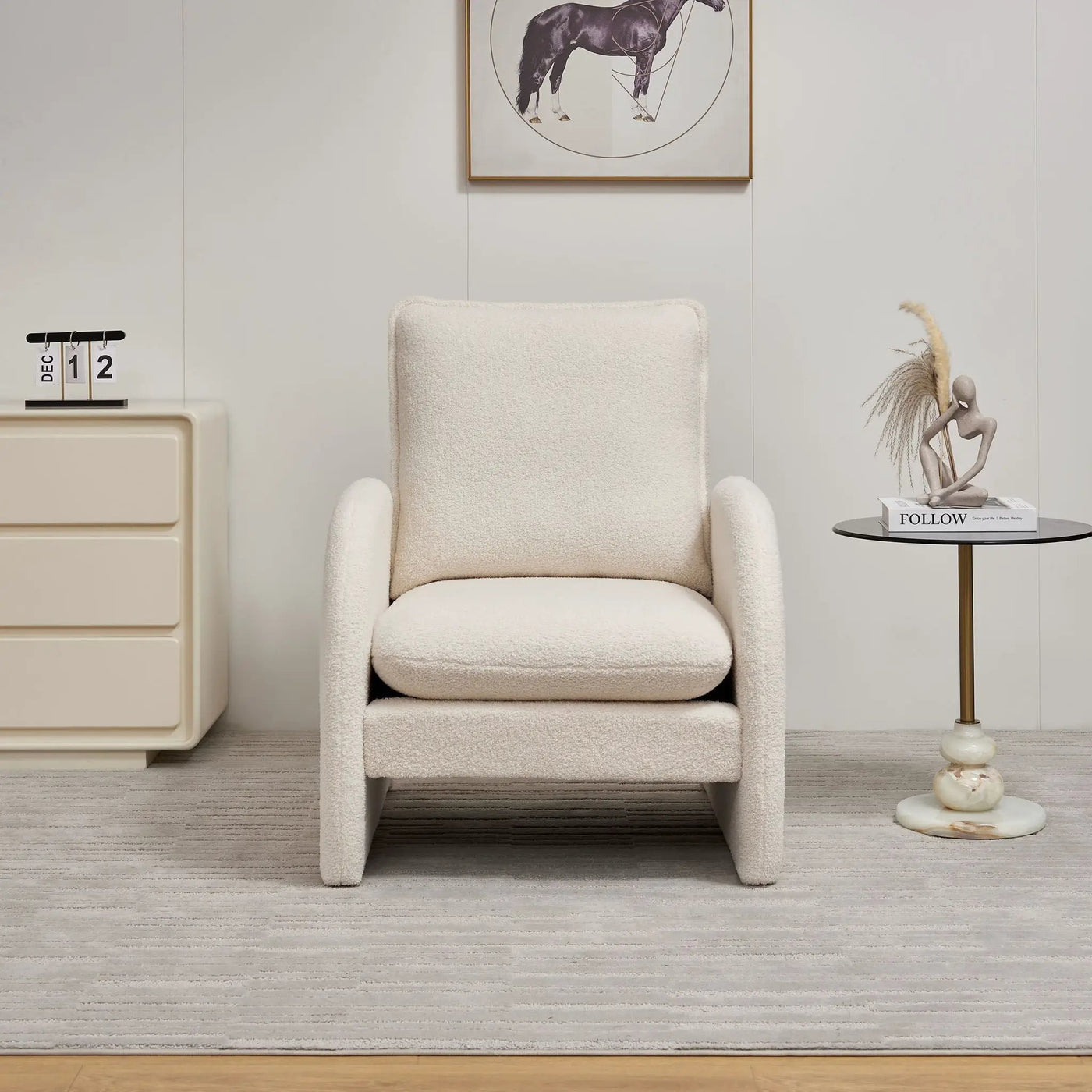Modern Sherpa Upholstered Accent Chair, Comfortable Living Room Armchair, Lounge Chair For Bedroom, And Office by HouseOfZazla