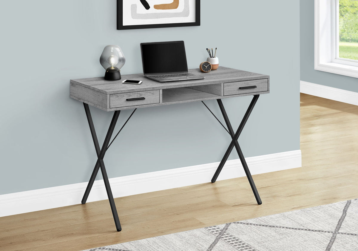 Contemporary Computer Desk with Storage Drawers - Metal & Wood, photo 18 of 20