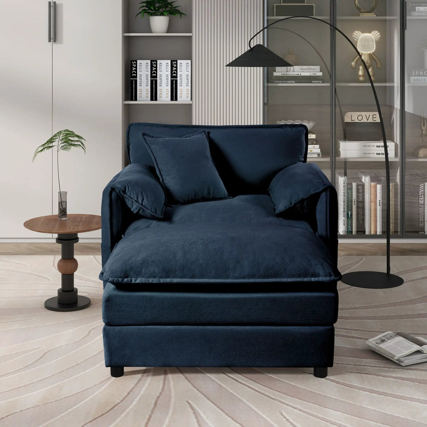 Oversized Chair With Movable Ottoman, Soft Upholstered Lounge Chair by HouseOfZazla