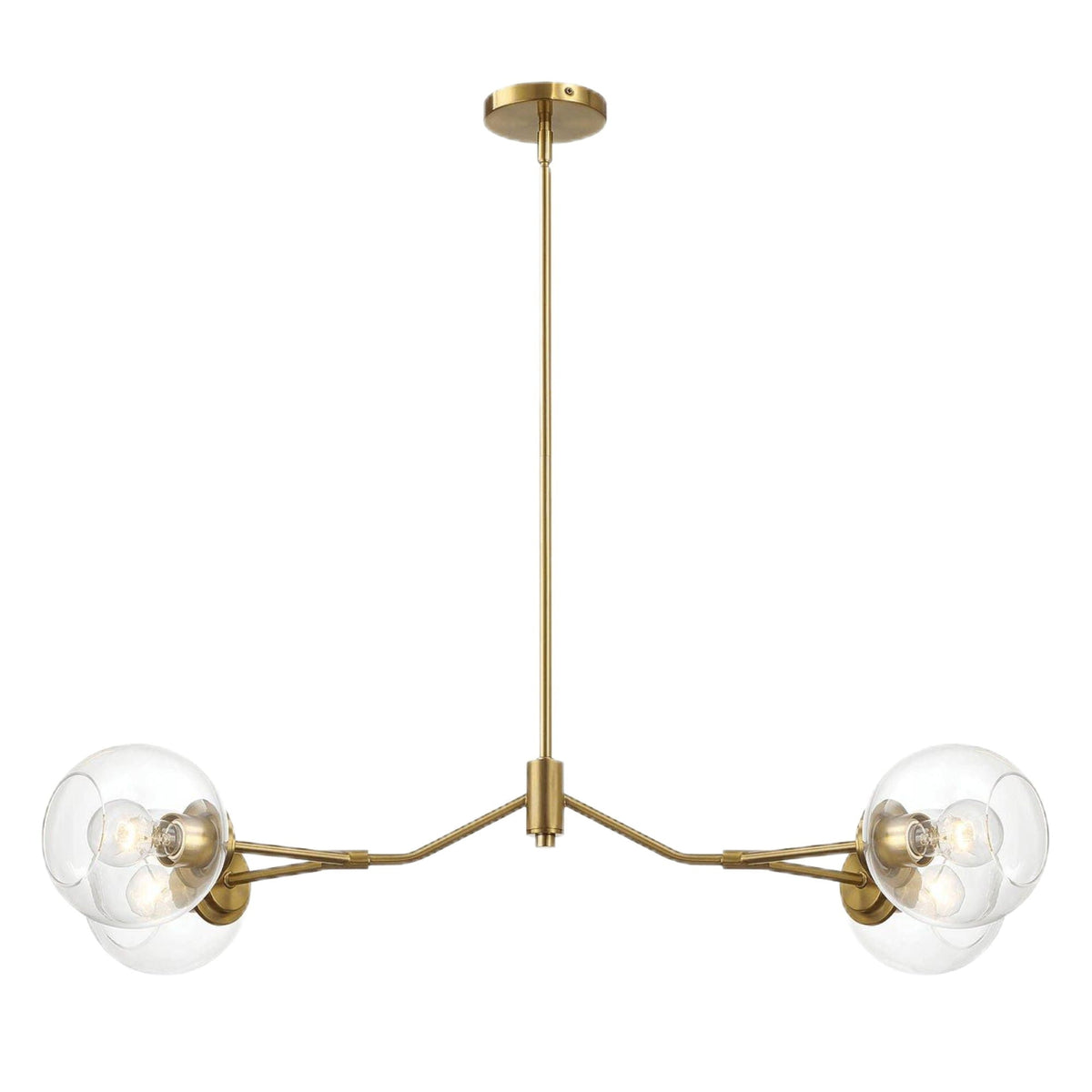 Jewel 4-Light Chandelier Ceiling Hanging Light Fixture with Clear Glass - Gold, photo 6 of 7