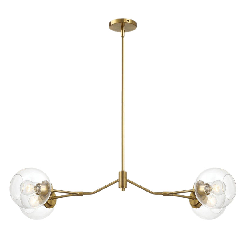 Jewel 4-Light Chandelier Ceiling Hanging Light Fixture with Clear Glass - Gold, photo 6 of 7