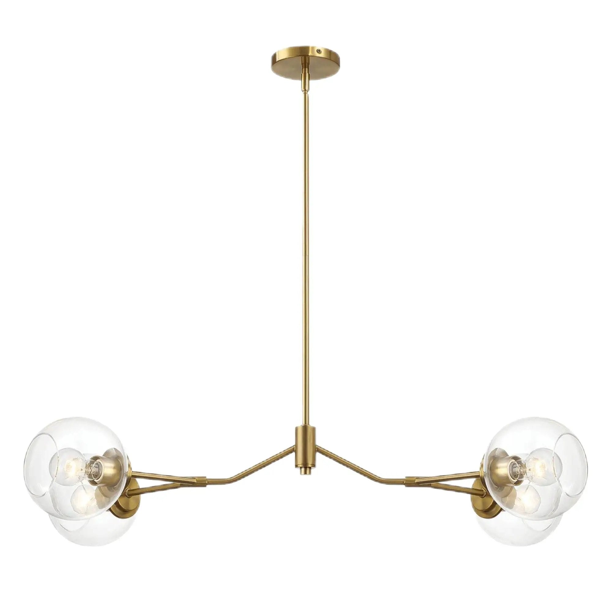 Jewel - 4 Lights Chandelier Ceiling Hanging Light Fixture - Clear / Gold by Unique Piece Furniture