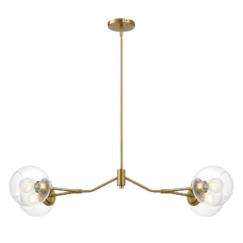 Jewel - 4 Lights Chandelier Ceiling Hanging Light Fixture - Clear / Gold by Unique Piece Furniture