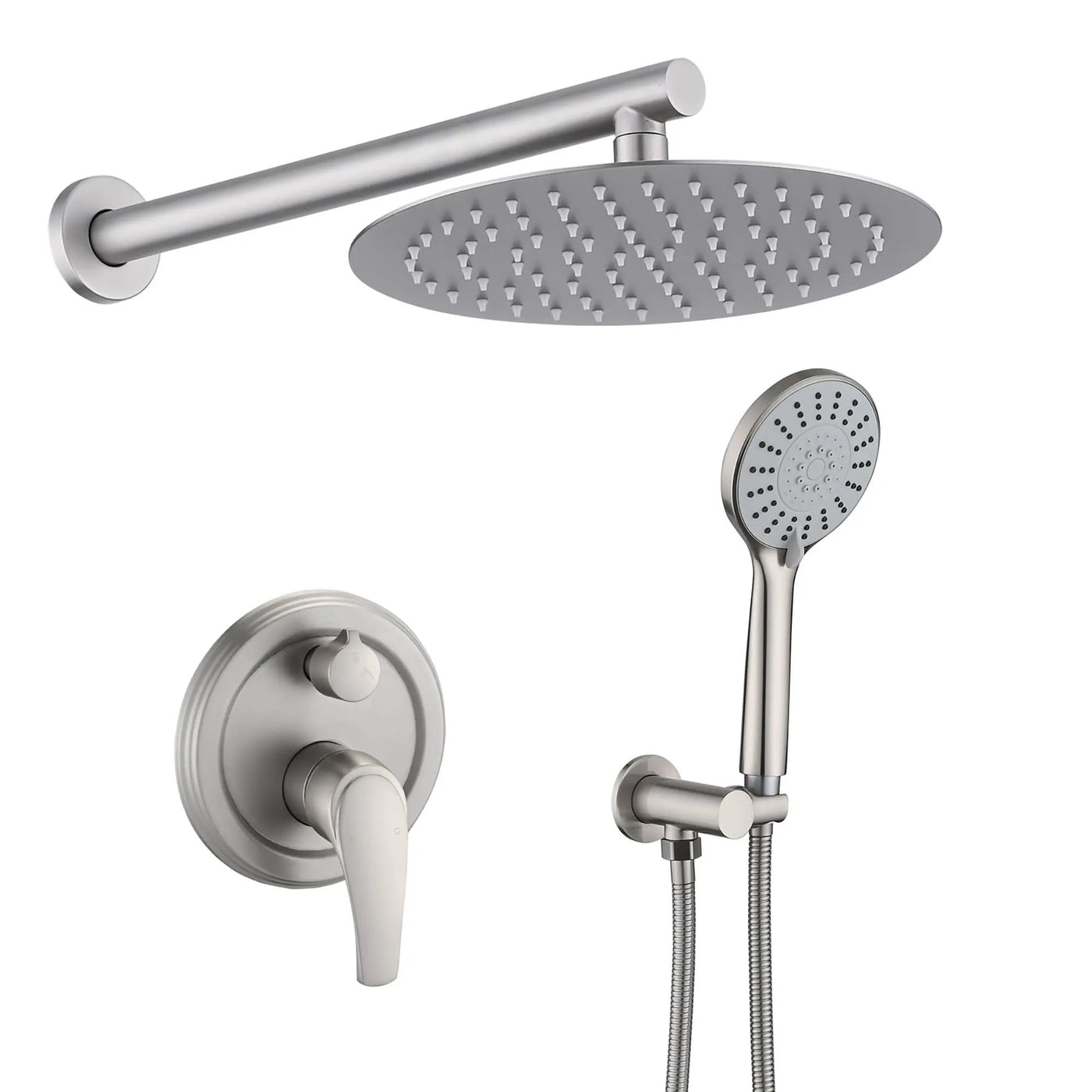Wall Mounted Shower Set With High Pressure 10" Rain Shower Head And 5 Function Handheld Shower Head by HouseOfZazla