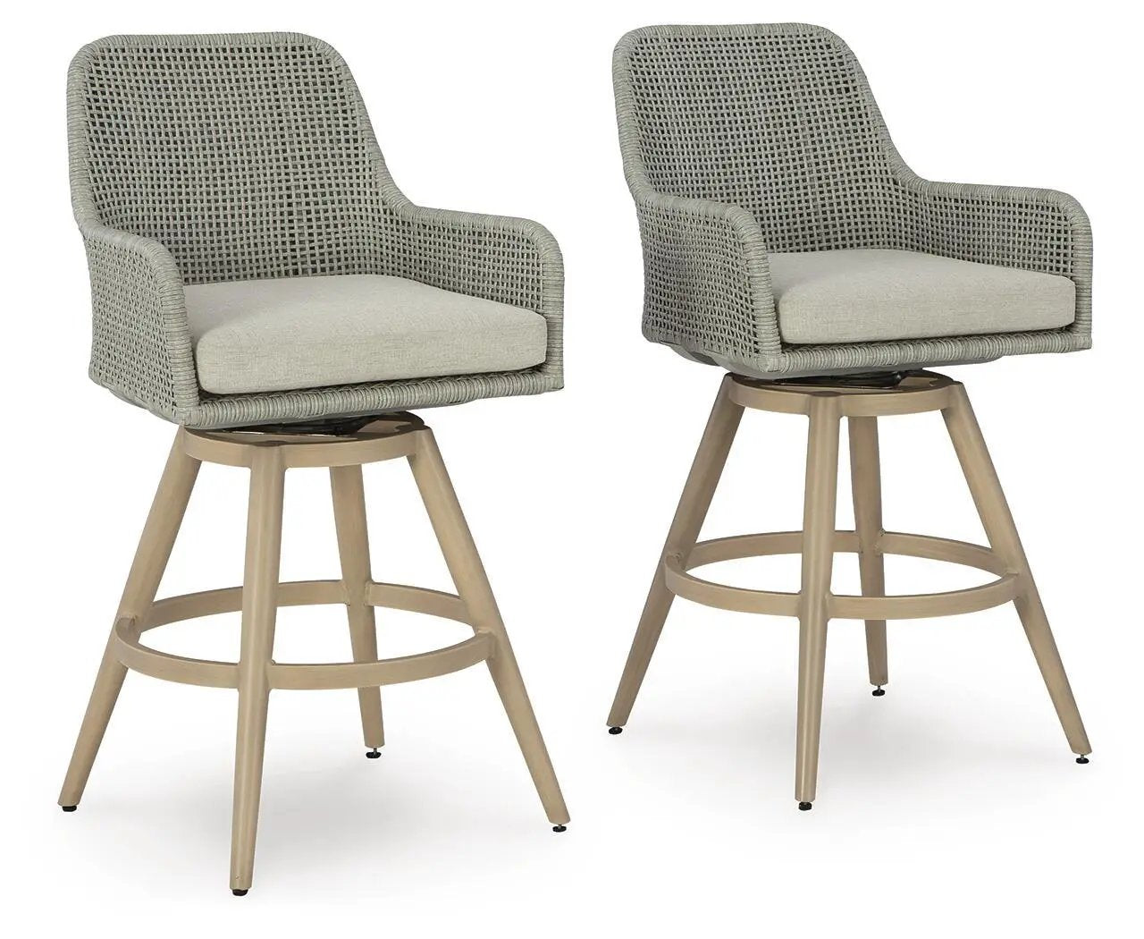 Seton Creek - Barstool With Cushion (Set of 2) - Beige / Gray by Unique Piece Furniture