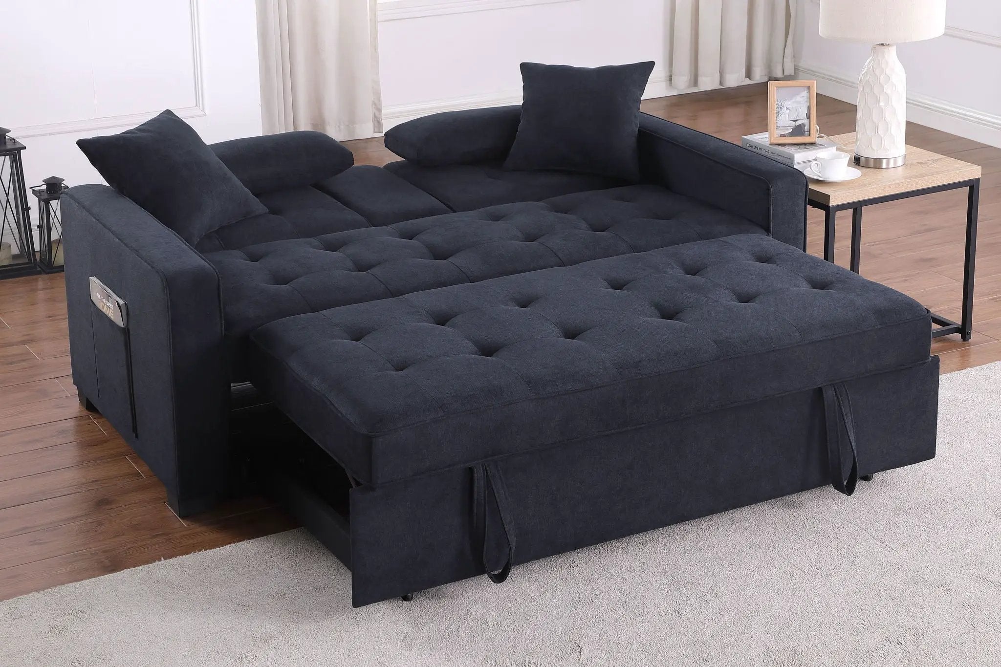 Cody II - 69.5"W Woven Fabric Convertible Sleeper Loveseat with Cup Holder by HouseOfZazla
