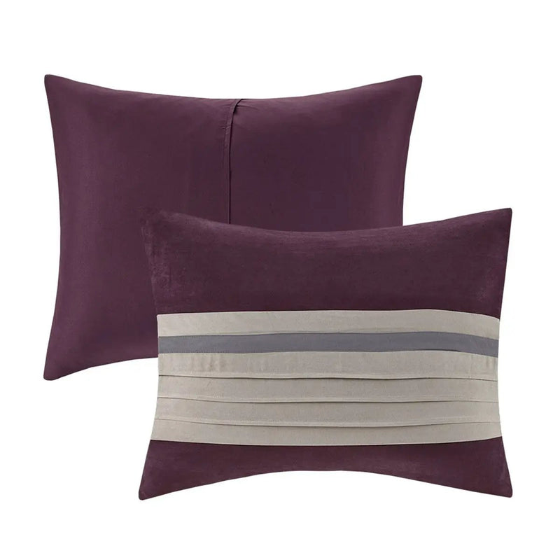 7 Piece Faux Suede Comforter Set Purple Queen by HouseOfZazla