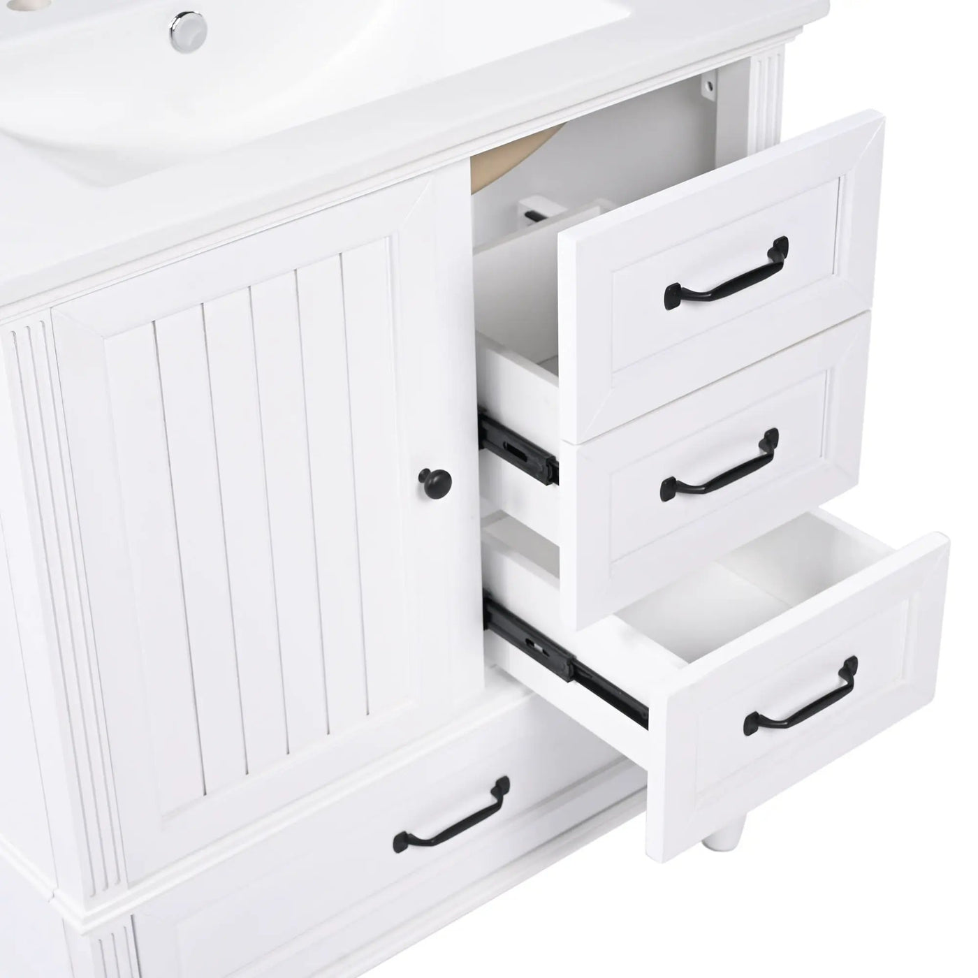 30" Bathroom Vanity With Sink, 3 Drawers, Adjustable Feet by HouseOfZazla