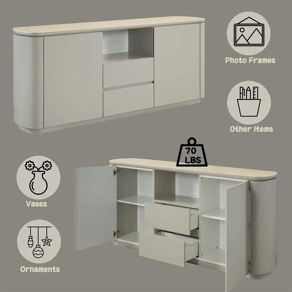 Ingram - Server - Ceramic Top & Light Gray by Unique Piece Furniture