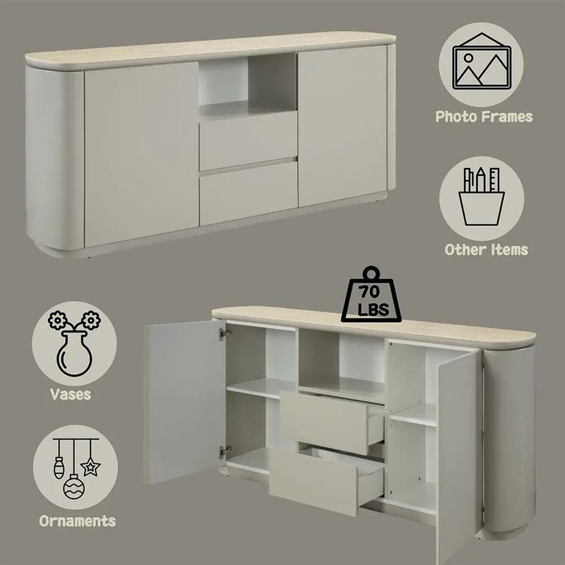 Ingram - Server - Ceramic Top & Light Gray by Unique Piece Furniture