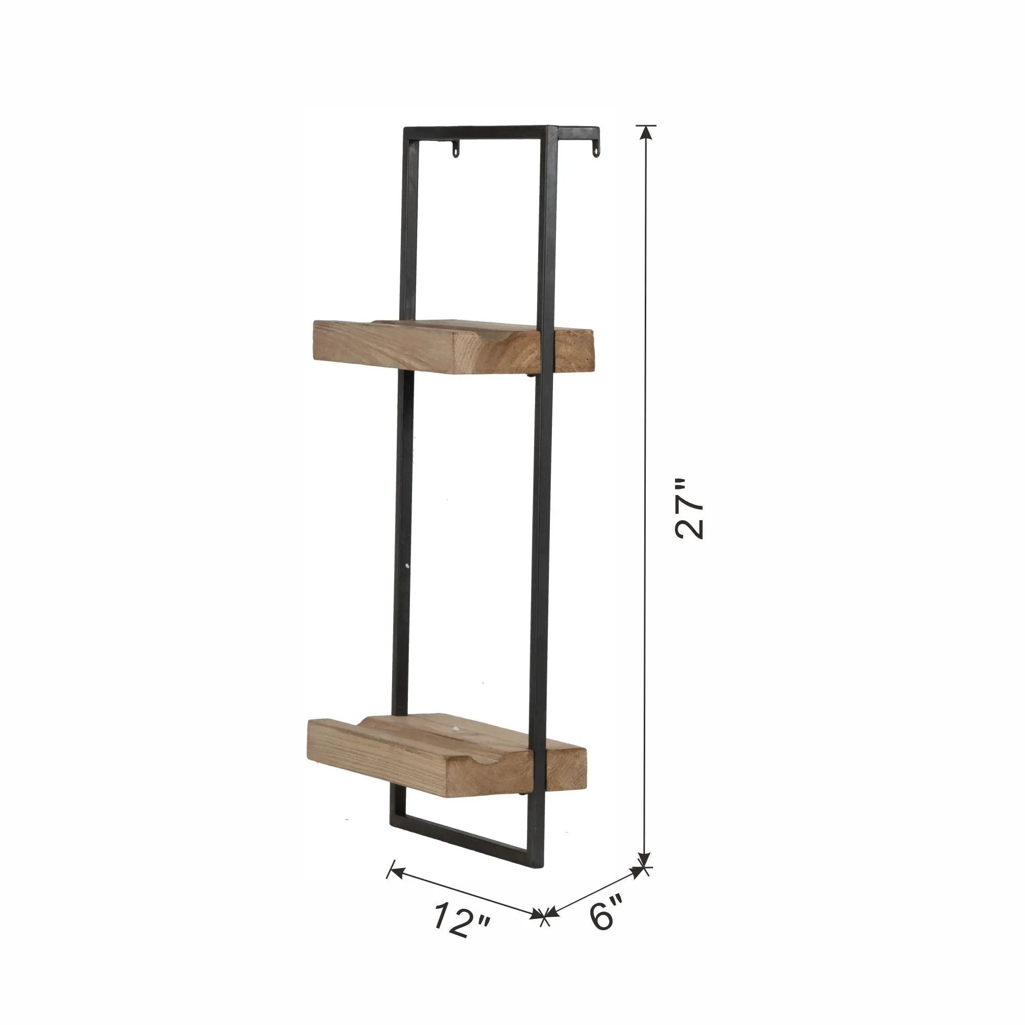 Wall Shelf With Two Shelves - Black Brown by HouseOfZazla