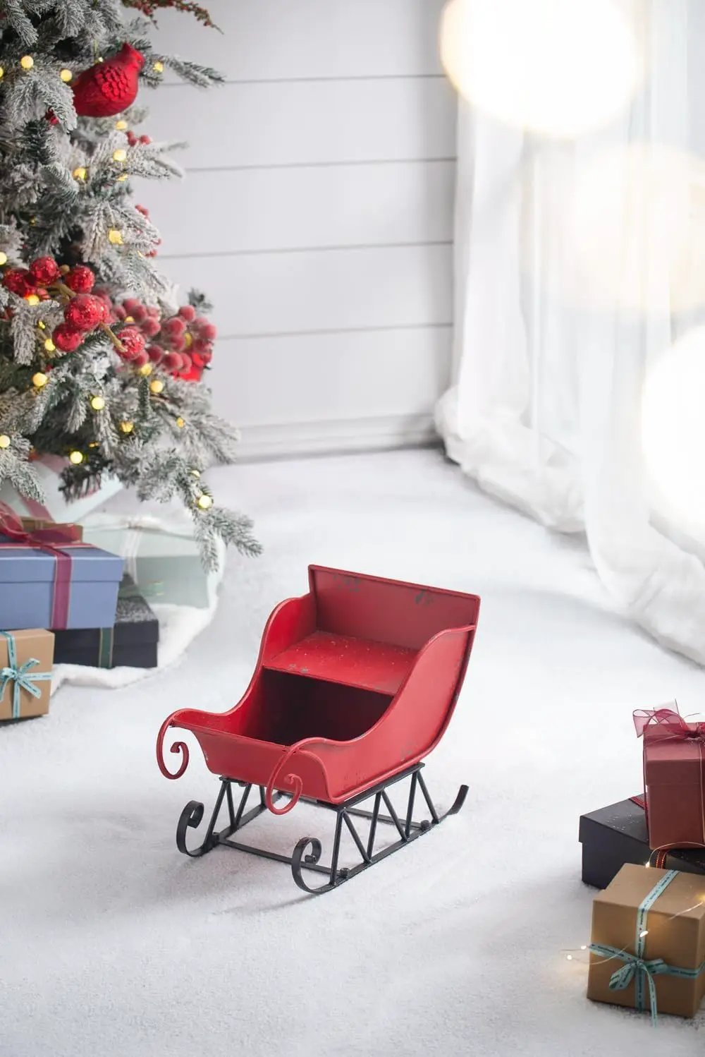 Iron Sleigh Large, Distressed Christmas Santa Sleigh Holiday Decoration by HouseOfZazla