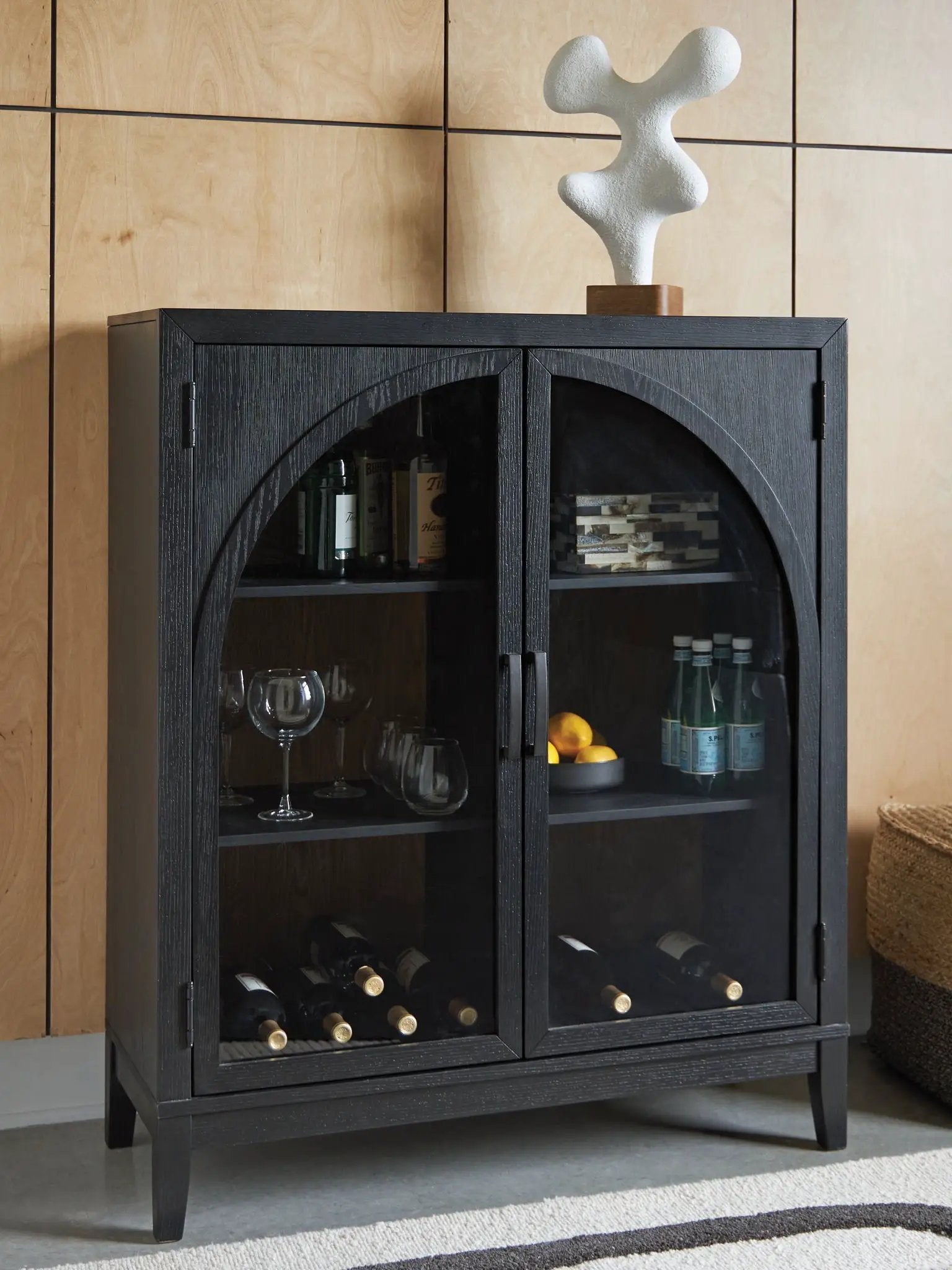 Armenleigh - Bar Cabinet - Black / Brown by Unique Piece Furniture