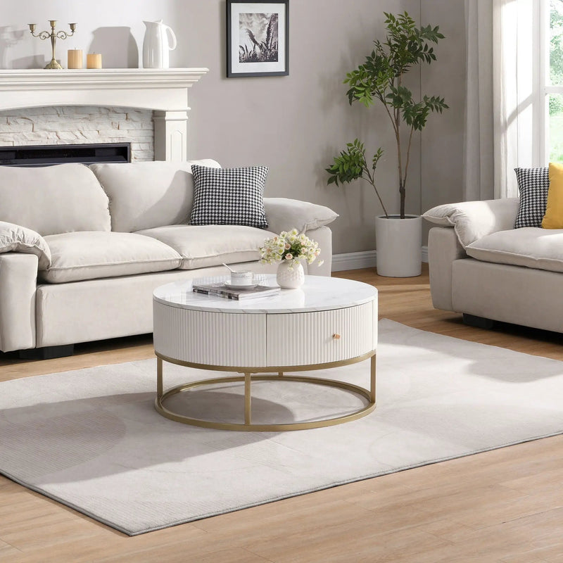 Modern Round Table With Drawers by Unique Piece Furniture
