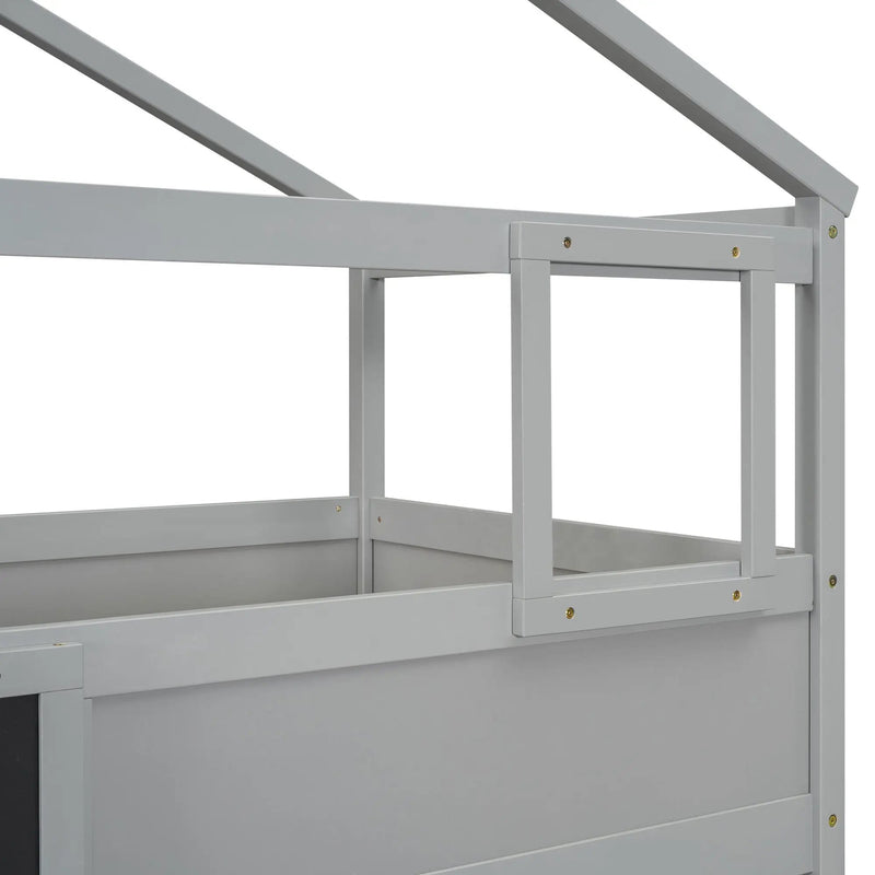 House Style Bunk Bed With Storage Staircase And board by HouseOfZazla
