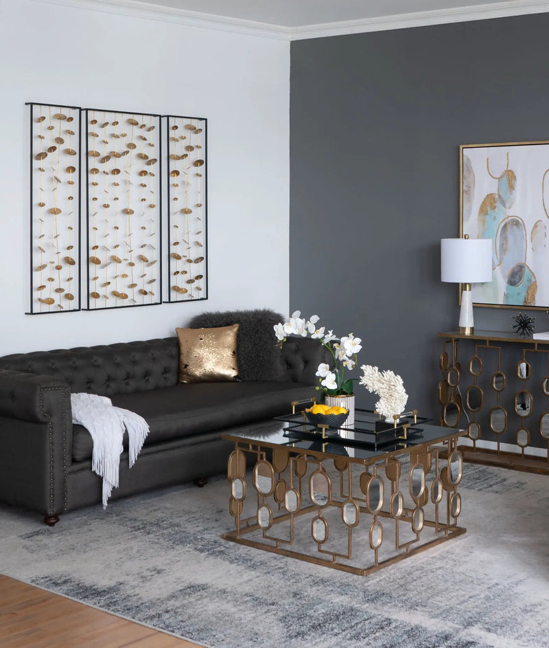 Metal Decorative Wall Art With Frame, Wall Decor For Living Room (Set of 3) - Gold by HouseOfZazla
