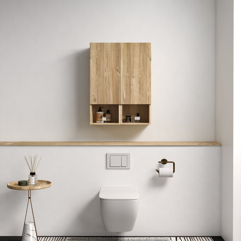 Abay Home Chic Striped Texture Bathroom Storage Cabinet by HouseOfZazla