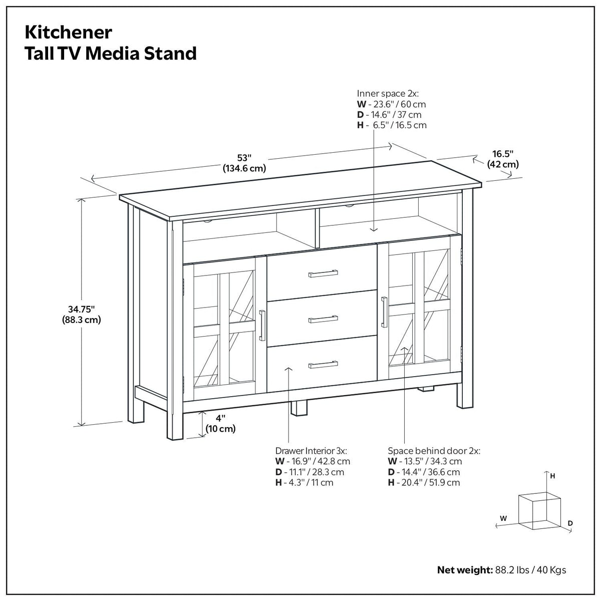 Handcrafted TV Media Stand with Glass Doors and Adjustable Storage - Dark Brown, photo 8 of 10