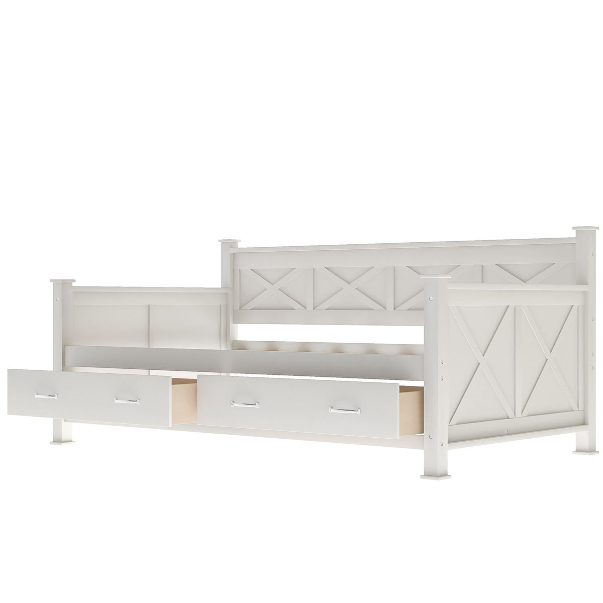 Modern Daybed with 2 Large Drawers and X Shaped Frame - Twin, Dark Gray or White, photo 23 of 28