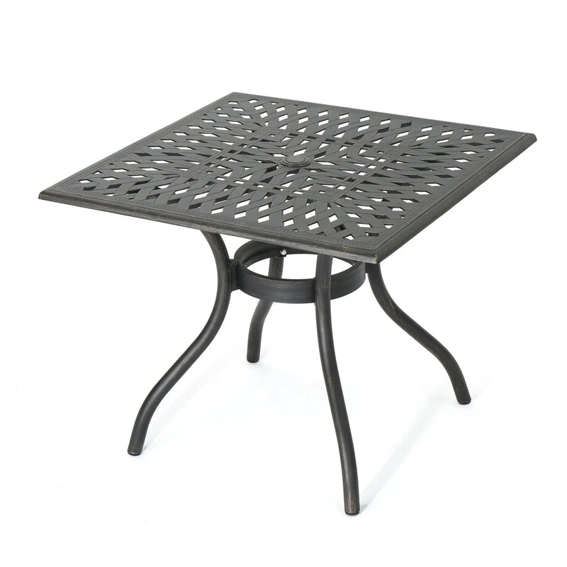 Enchantia Outdoor Square Dining Table with Weave Tabletop and Flared Legs - Copper by HouseOfZazla