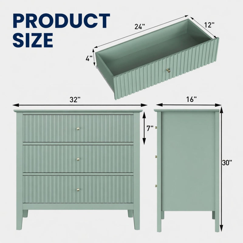 Fluted 3 Drawer Nightstand With Soft Close Slides by HouseOfZazla