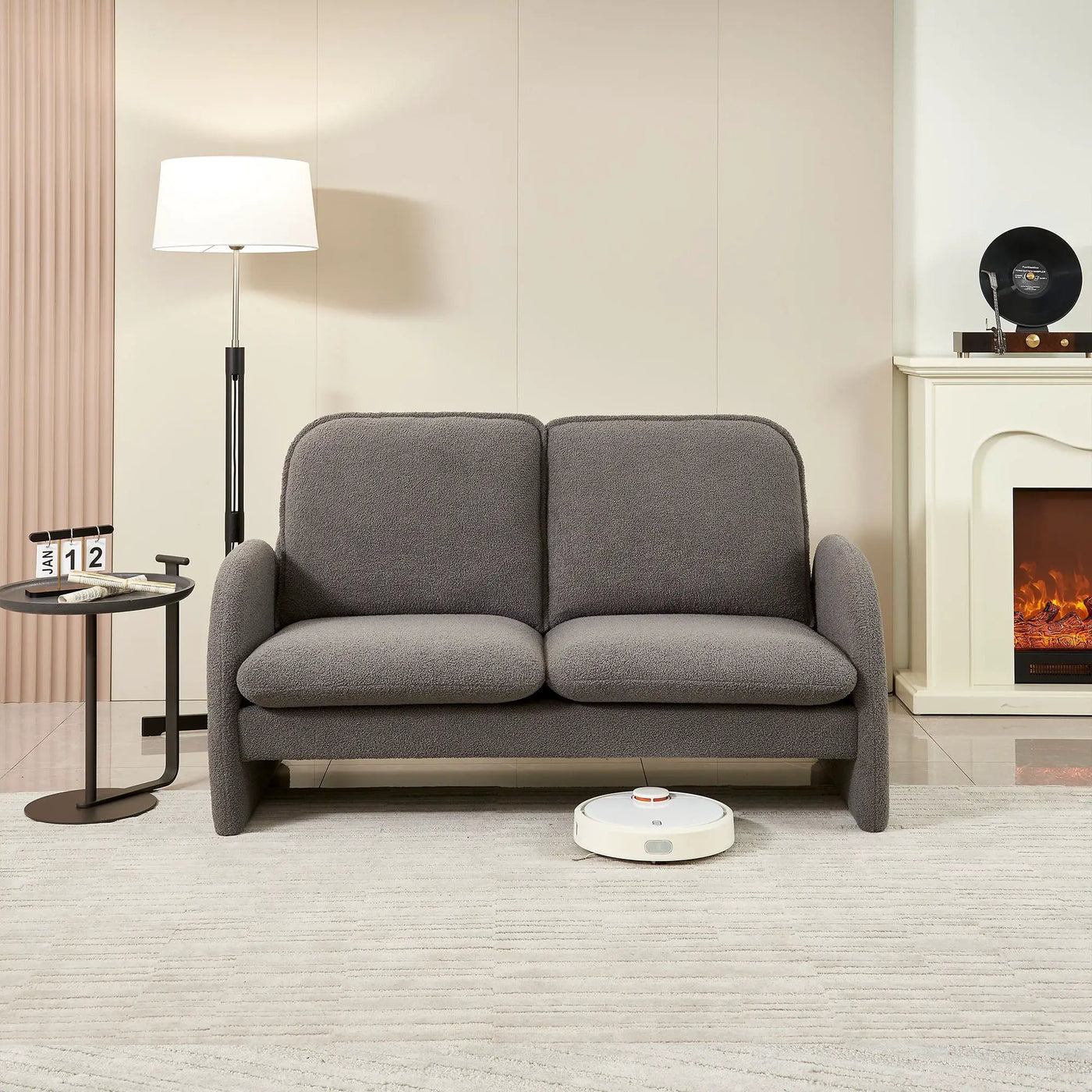Loveseat Sofa Small Couch For Living Room, Sherpa Fabric Upholstered Loveseat Sofa Couch, Small Loveseat Sofa For Apartment, Bedroom by HouseOfZazla
