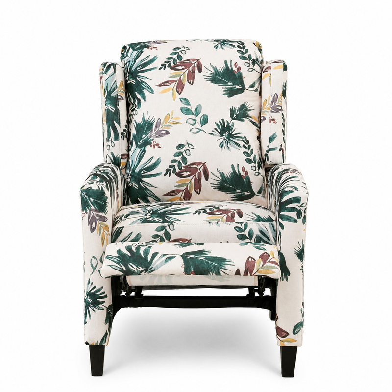 Floral Print Recliner Chair with Padded Arms - Multicolor, photo 8 of 9