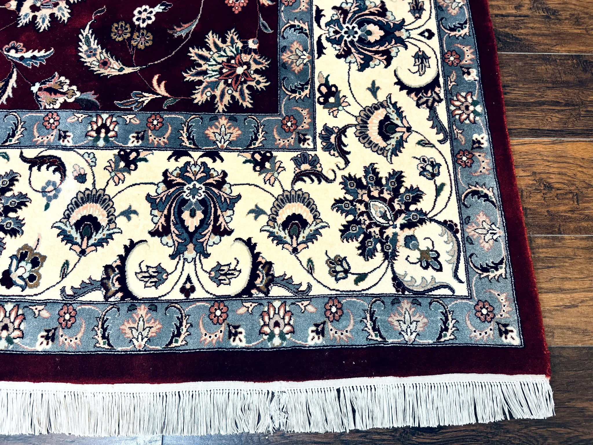 Pak Persian Rug 9x12, Maroon and Ivory, Wool Handmade Vintage by Jewel Rugs