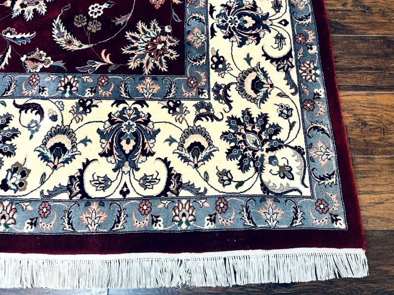 Pak Persian Rug 9x12, Maroon and Ivory, Wool Handmade Vintage by Jewel Rugs