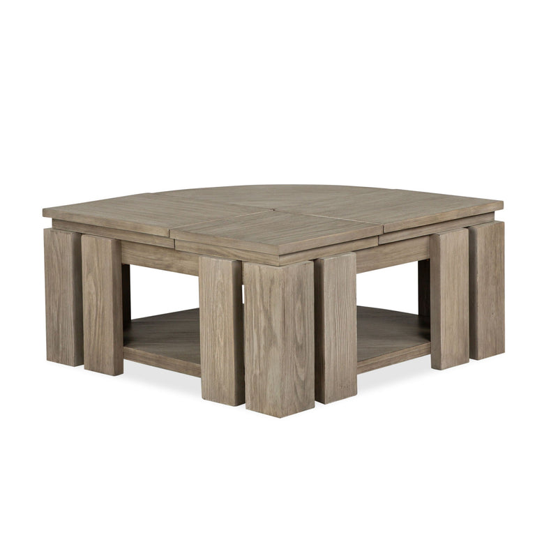 Conrad - Pie Shaped Lift Top Cocktail Table With Casters - Stone Harbor Gray, photo 5 of 7