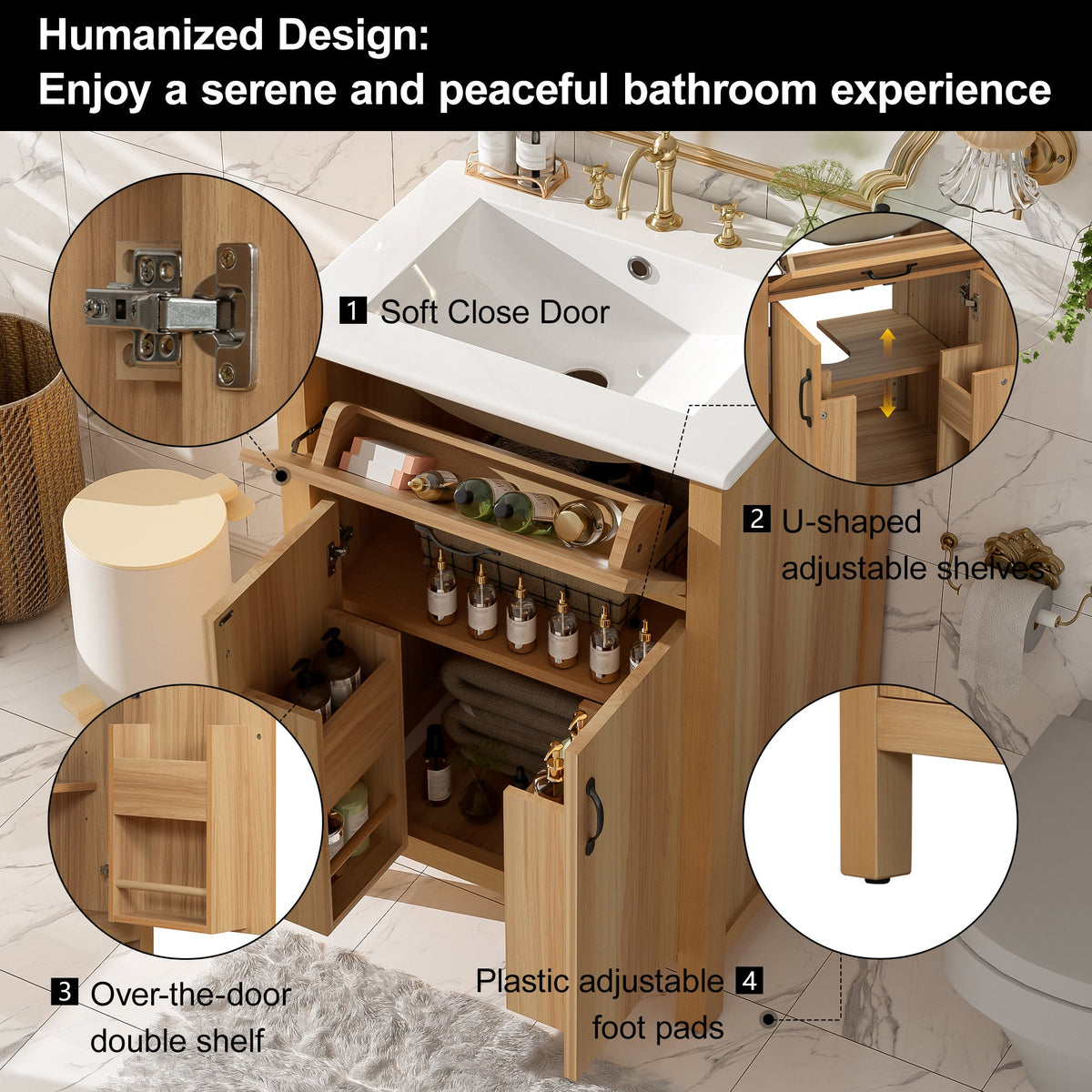 24" Bathroom Vanity with Solid Wood Frame, photo 5 of 10