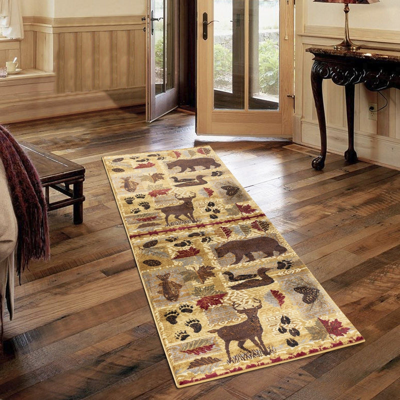 Nature's Nest - 5'3" X 7'3" Polypropylene, Lodge Area Rug - Multi / Beige by HouseOfZazla