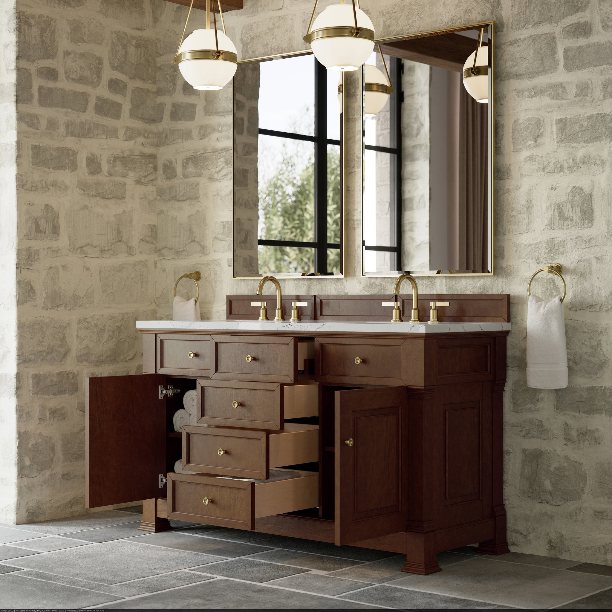 James Martin Brookfield 60" Double Bathroom Vanity, Honey Oak by James Martin