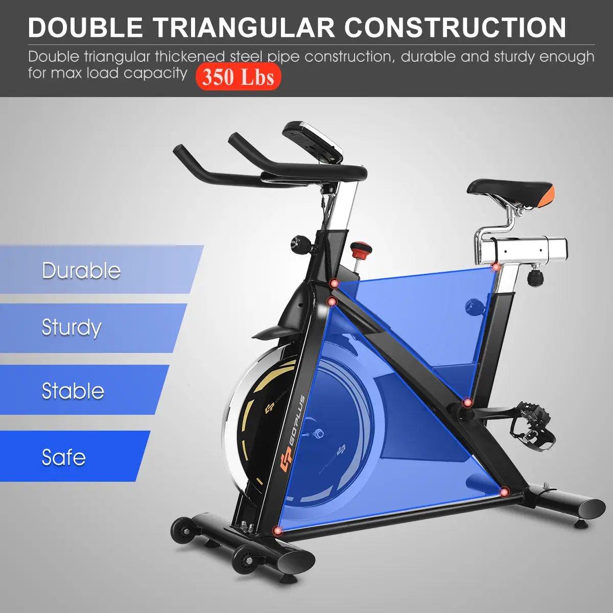 Indoor Fixed Aerobic Fitness Exercise Bicycle with Flywheel and LCD Display by DirectDeals