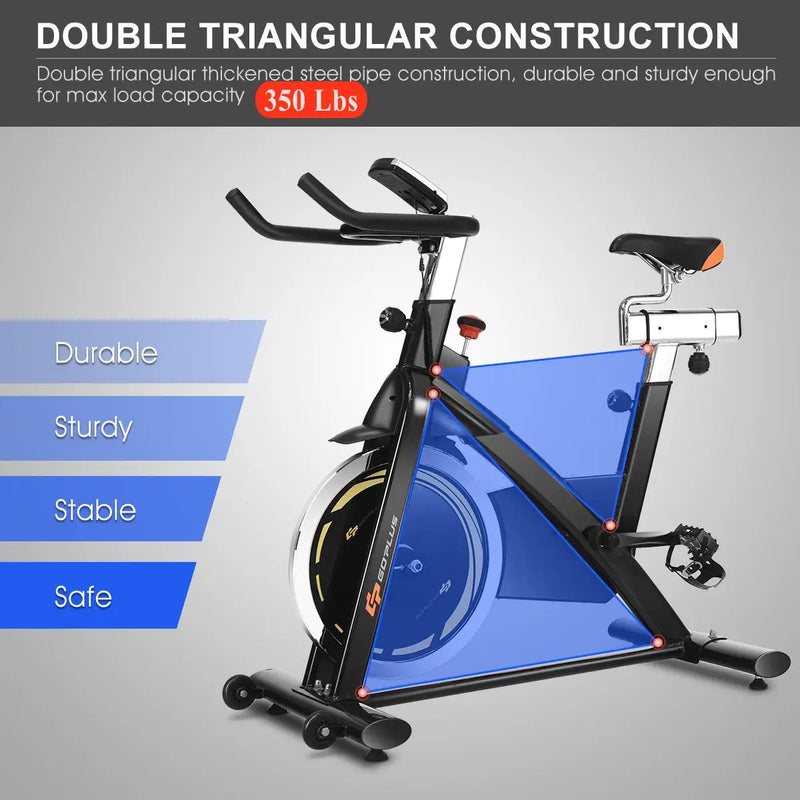 Indoor Fixed Aerobic Fitness Exercise Bicycle with Flywheel and LCD Display by DirectDeals