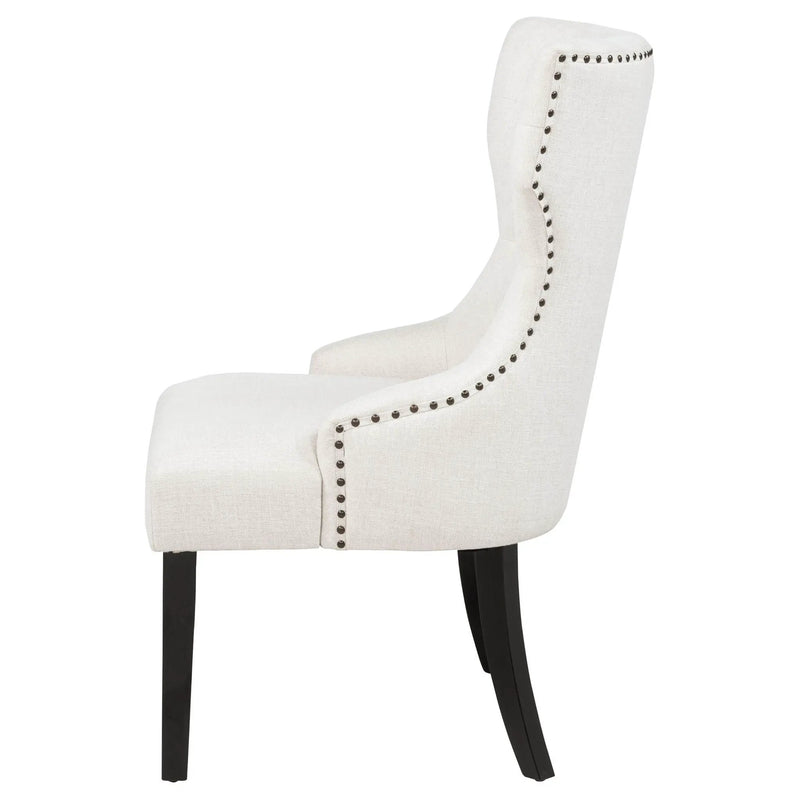 Baney Fabric Upholstered Dining Side Chair Cream and Black by Unique Piece Furniture