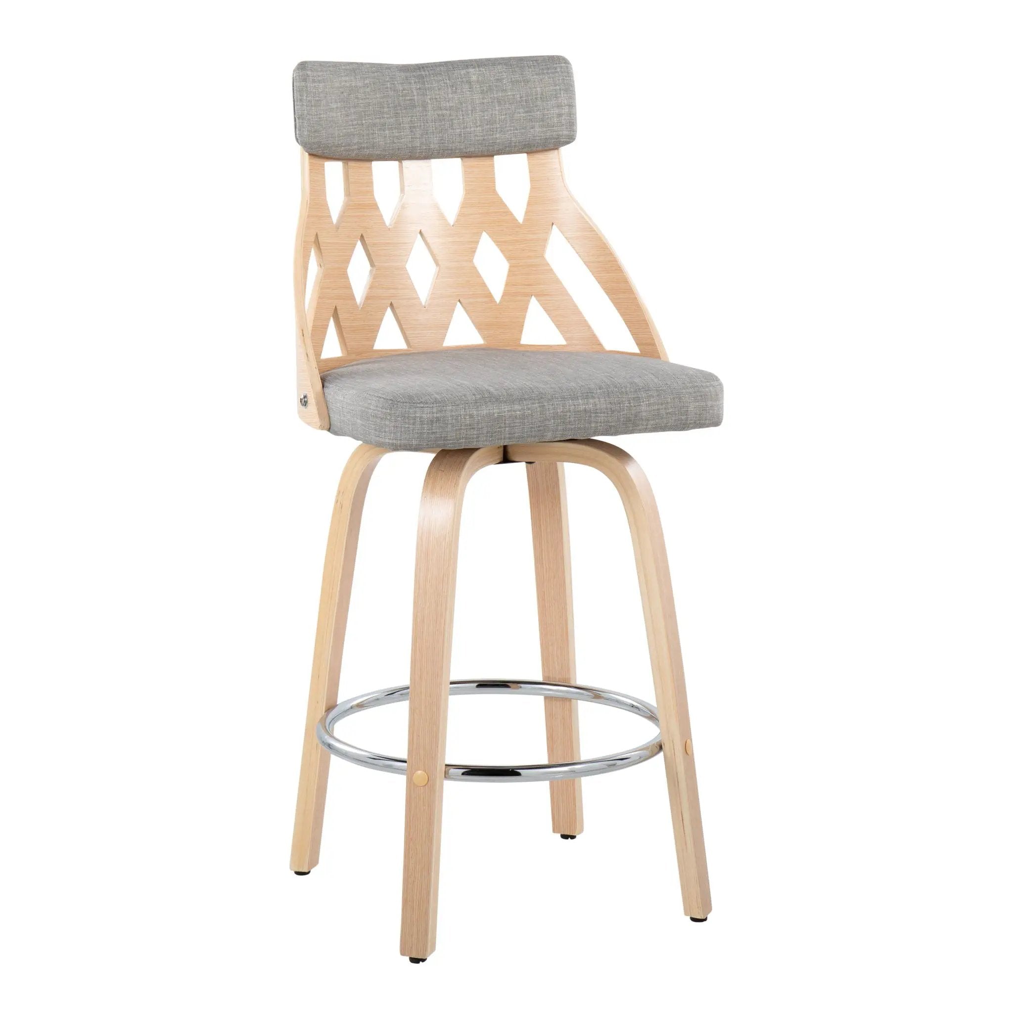York - Mid-Century Modern Counter Stool - Natural / Light Gray by Unique Piece Furniture