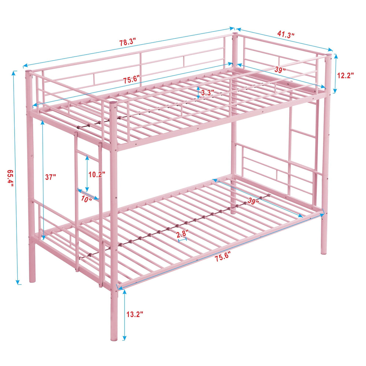 Twin Over Twin Metal Bunk Bed with Trundle - Black, photo 13 of 16
