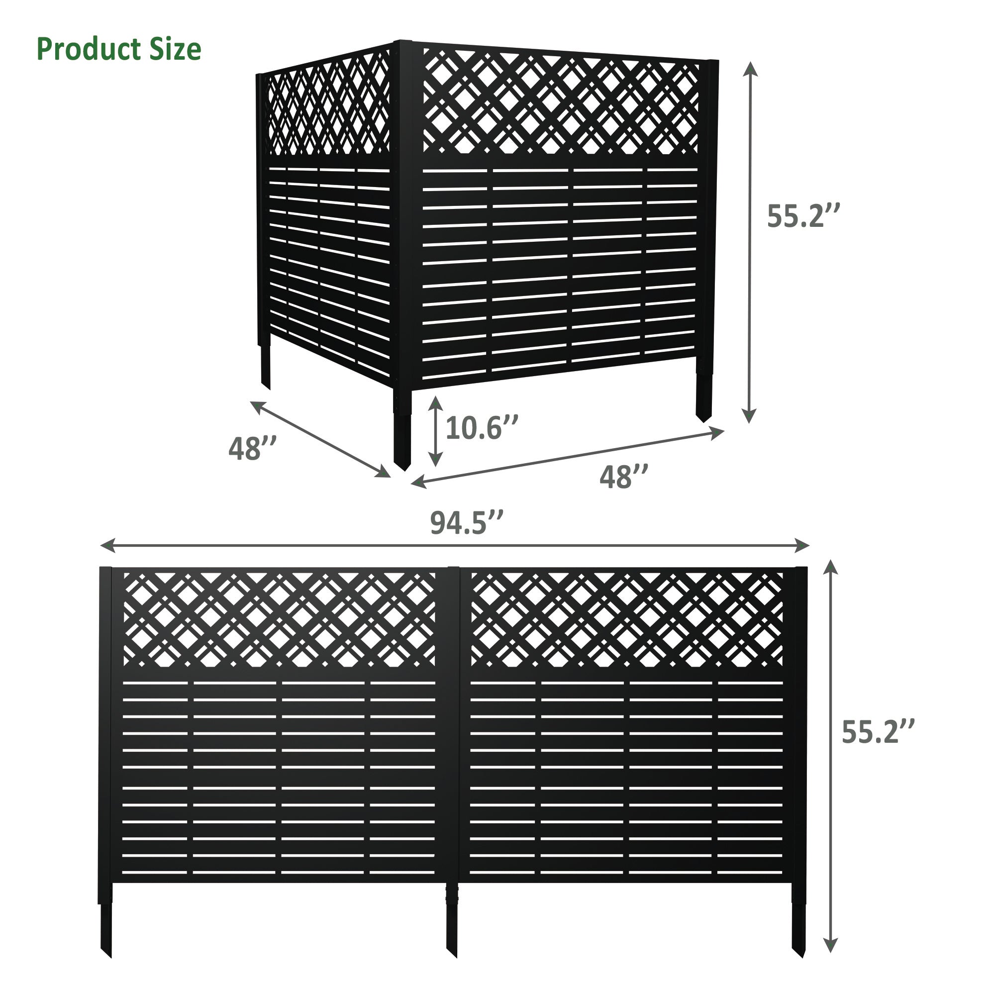 W48'' x H47.3'' x 2 Panels Metal Privacy Screen by HouseOfZazla